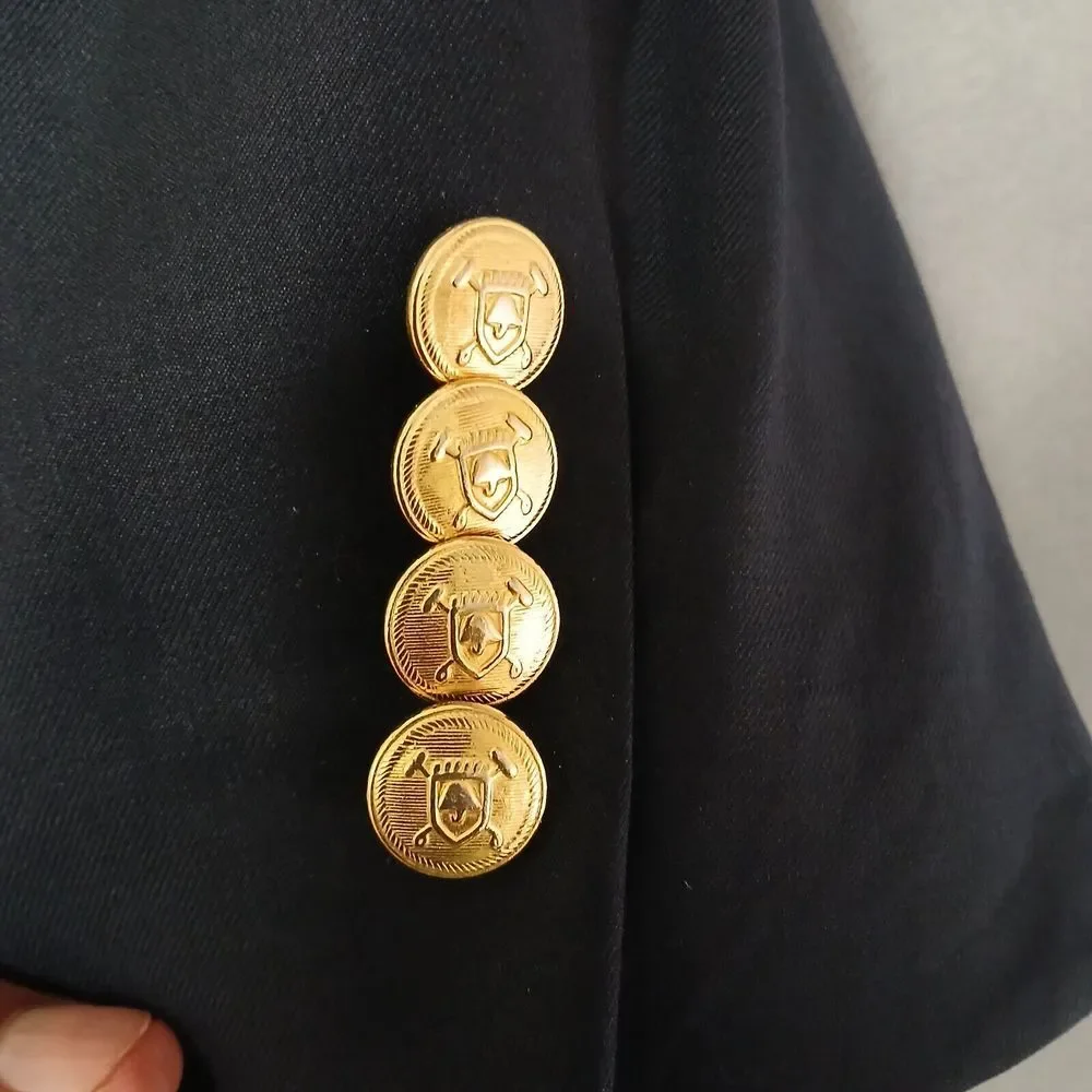Ralph Lauren Sport Jacket Mens Navy Blue Wool Blazer Gold Button Size 44L